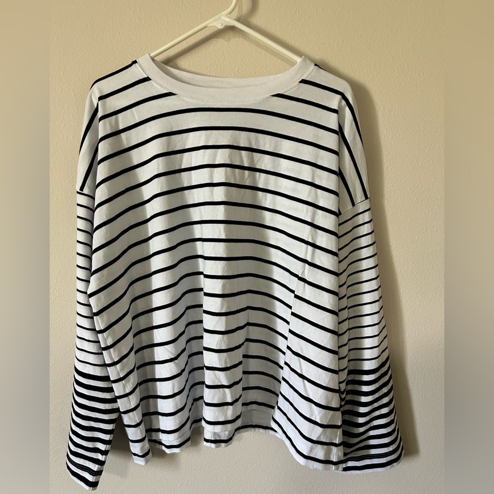 Madewell white with black stripe oversized shirt